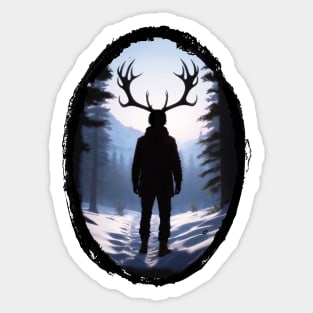 Will Graham with Antlers Wendigo Silhouette in the Snow Sticker